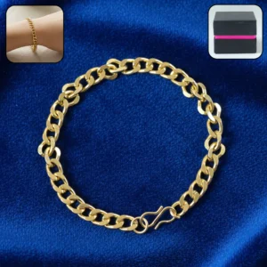 Gold Finish Chain Link Bracelet for Men & Women | Heavy Stylish Unisex Bracelet with Hook Clasp