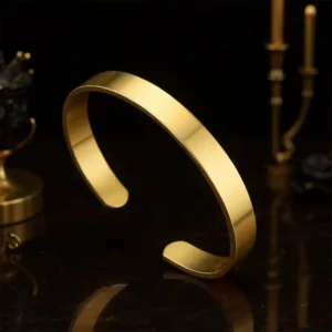Gold Finish Open Cuff Bracelet – Stylish Unisex Wrist Accessory