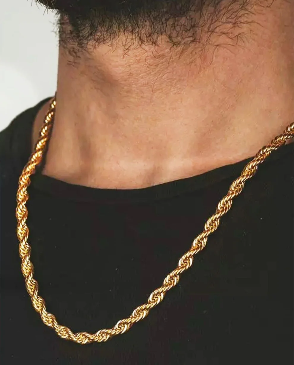 Gold Plated Brass Chain Necklace for Men & Women | Contemporary Stylish Golden Chain | Unisex Fashion Jewelry - Image 2