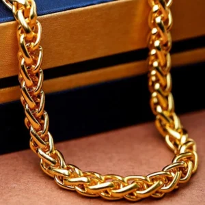 Gold Plated Brass Chain for Men & Women | Contemporary Luxury Metal Necklace | Stylish Party & Casual Wear Chain