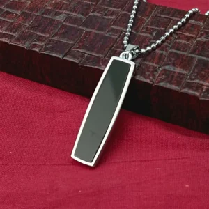 Black Enamel Chain Pendant for Men – Stylish & Durable Modern Jewelry