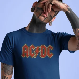 The Rare goat AC/DC Navy Blue Logo T-Shirt - Official Band Graphic Tee