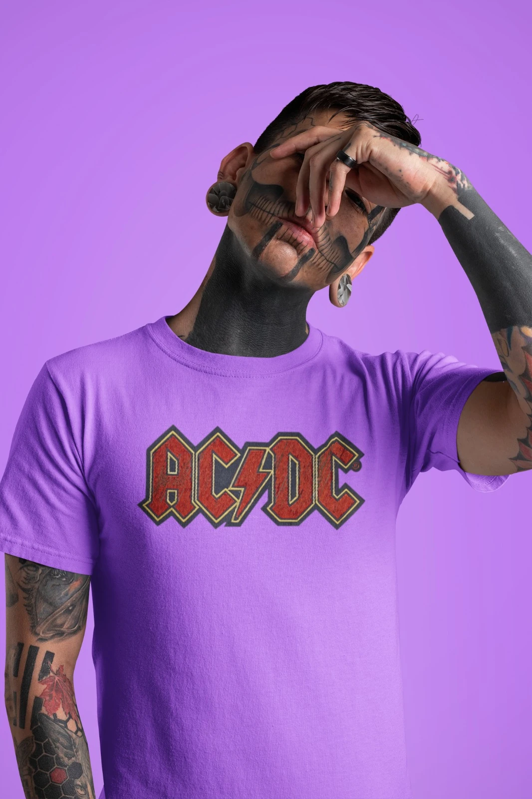 The Rare goat Purple AC/DC T-Shirt - Iconic Band Logo Graphic Tee