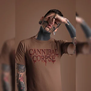 The Rare goat Cannibal Corpse Logo T-Shirt - Brown Band Tee