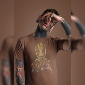 The Rare goat DJ Baby Groot T-Shirt - Guardians of the Galaxy Neo-Noir DJ Design