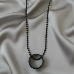 Black Round Pendant Necklace for Women | Minimalist Beaded Chain Necklace | Elegant Fashion Jewellery India