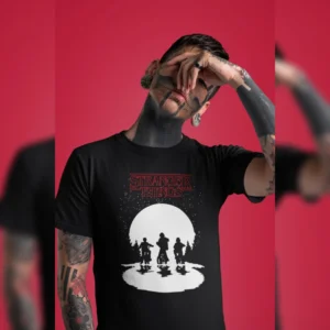 The Rare goat Stranger Things Logo Dark Wash T-Shirt - Official Netflix Graphic Tee